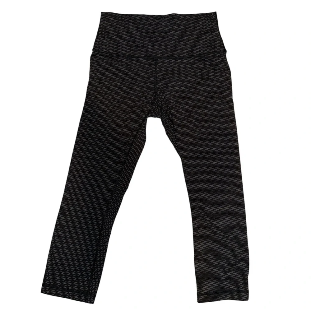 lululemon athletica Wunder Under Score Jacquard Black Cropped High Rise Leggings